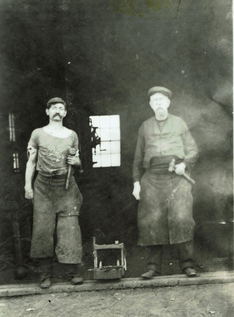 Historic photograph of immigrant workers who were essential in building the town of Millburn.